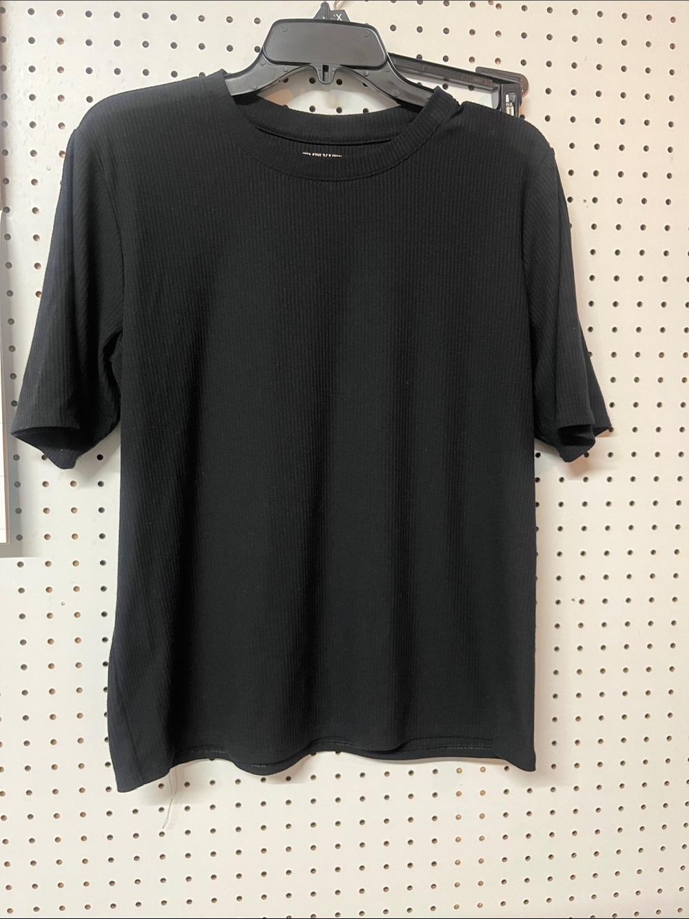 Simply Vera Vera Wang Black Ribbed Crew Neck Short Sleeve Top